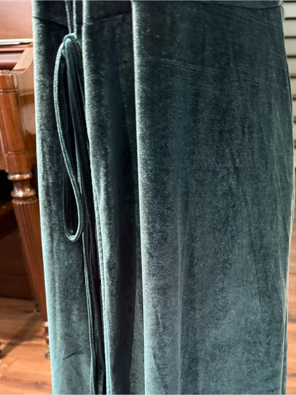 Baltic Born Teal Velvet Plunging Open Front Maxi Gown Dress Medium - Picture 5 of 9